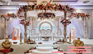 Mandap de Madera de Lujo para Bodas Gujarati, Estilo Moderno, con Diseño Floral, Autoportante, Personalizable en Tamaño y Color, EE. UU. - Product Image 2