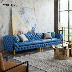 Salon nordique salon canapé 2 places rembourré vert velours Chesterfield canapés sectionnels canapé ensemble de meubles - Product Image 2