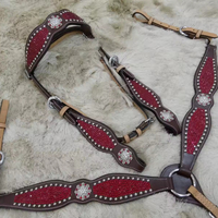 Ensemble de sellerie western haut de gamme pour cheval avec cristaux, têtière et collier de poitrail en cuir naturel souple, logo personnalisé, confortable et de haute qualité