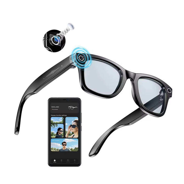 AI Smart Glasses with Camera Video Recording and Photo Taking Voice Control BT WiFi No Display Screen Sunglasses