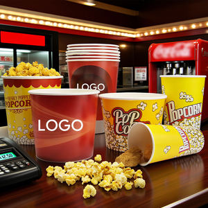 Cubo de Papel Biodegradable Personalizado para <span class=keywords><strong>Palomitas</strong></span> con Tapa, Vaso de Papel para <span class=keywords><strong>Palomitas</strong></span> o Pollo Frito - Product Image 2