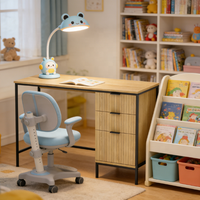 Bureau d'ordinateur élégant et minimaliste avec tiroirs à cadre métallique pour espace de travail, bureau et espaces d'étude