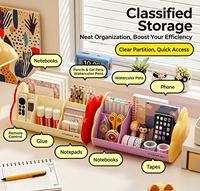 Organisateur de bureau multi-compartiments en plastique très demandé pour stylos, fournitures de bureau, cosmétiques, articles divers pour bureau et chambre