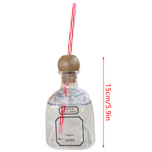Ps de grado alimenticio no tóxico PC reutilizable Patrón <span class=keywords><strong>Don</strong></span> <span class=keywords><strong>Julio</strong></span> Tequila cóctel beber taza 375Ml licor botellas de plástico con corcho de paja - Product Image 5