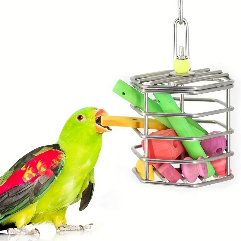 Hot Sale Parrot Pet Bird Cage Feeder Hanging Foraging Toy Feeder Bird Intelligence Growth Cage Accessories