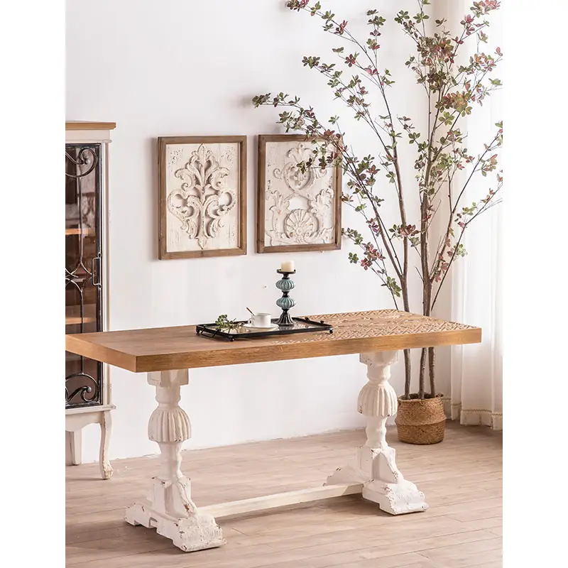 Mesa de centro de té Wabi Sabi, diseño de muebles antiguos para el hogar, mesa de comedor artesanal extensible de madera Rectangular, mesas de madera antiguas