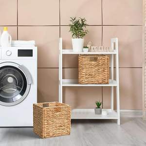 Cestas de almacenamiento de jacinto de agua ecológicas, <span class=keywords><strong>Cubo</strong></span> de almacenamiento de mimbre para estantes, caja tejida cuadrada para sala de estar - Product Image 2