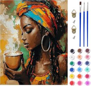 <span class=keywords><strong>Pintura</strong></span> <span class=keywords><strong>de</strong></span> Arte <span class=keywords><strong>de</strong></span> personas <span class=keywords><strong>negras</strong></span> personalizada por números para adultos, <span class=keywords><strong>pintura</strong></span> al óleo <span class=keywords><strong>de</strong></span> retrato afroamericano DIY sobre lienzo - Product Image 1
