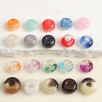 Perles d'abacus en résine de 14 mm, 15 mm, 17 mm, 20 mm pour la fabrication de bracelets DIY - Perles intercalaires à grand trou pour breloques de sacs, décorations de chaussures