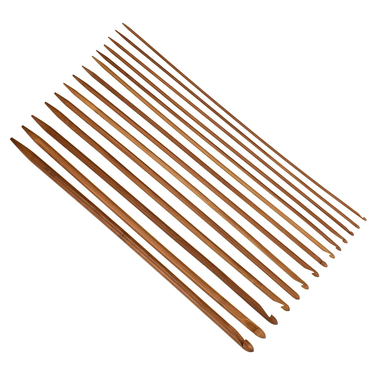 14個3.0-10.0mm滑らかなダブルポインテッド木製竹ハンドルかぎ針編みフックニットクラフト編み針織り毛糸クラフトツール