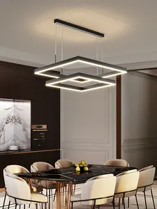 Hiện đại treo ánh sáng mặt dây chuyền đương đại acrylic màu đen mới thiết kế vuông đèn phòng ăn phòng khách LED đèn chùm