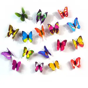 Sıcak satmak hatıra buzdolabı mıknatısları karışık renk çift katmanlı 3D kelebek duvar Sticker ev Deco
