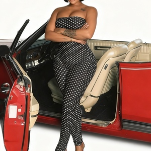 Combinaison courte à pois sans bretelles, imprimée, ajustée, épaules dénudées, nouvelle collection automne/hiver pour femmes, tendance - Product Image 2