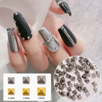 Paso Sico 200 pièces/sac Rivets métalliques carrés pointus dorés et argentés de haute qualité, accessoires 3D pour manucure et breloques