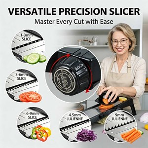 Mandoline réglable, trancheuse à légumes, trancheuse à aliments en acier inoxydable pour pommes de terre, gaufrier avec support de sécurité, cuisine - Product Image 3