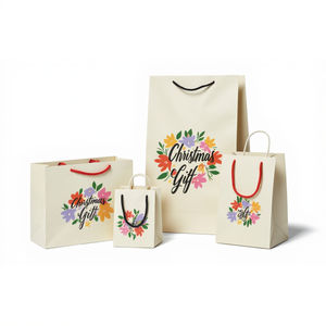 Bolsa de compras de Navidad con impresión colorida de Kraft biodegradable reutilizable ecológica al por mayor para ropa cinta de supermercado - Product Image 3