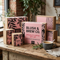 AT PACK Boîtes d'emballage de luxe en papier rose noir pour café, coffret cadeau pour expédition postale ondulée