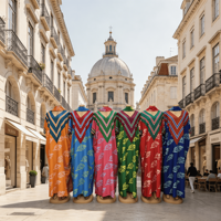 Gaun Kaftan Afrika Model Kimono Boubou Ukuran Besar Longgar Berbahan Poliester Motif Daun dengan Kerah Chevron untuk Gereja, Produksi Pabrik OEM