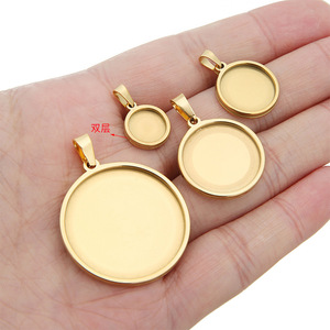 Bases de cabochons et de camées en acier inoxydable, rondes, vierges, pour la création de bijoux - Product Image 6