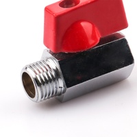 Robinet à bille miniature 1/4" NPT en laiton et acier inoxydable, avec isolation à passage complet et finition chromée poli miroir