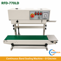 Machine de scellage à bande horizontale continue XUANHUA RFD-770LD, machine de scellage thermique pour sachets en plastique, sacs alimentaires, 0-12m/min, 0-400 degrés