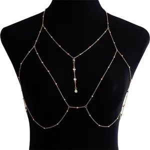 Fashion New Design Gold Silver Plated Cross Breast Waist Chains Body Jewelry Chain For Women