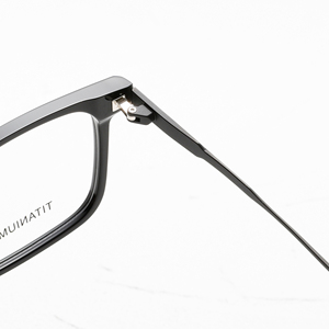 Monturas de Gafas Rectangulares de Aro Completo, Titanio Negro Sólido, Unisex, Corrección de Visión para Adultos, Lentes de Resina Anti-UV - Product Image 4
