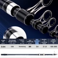 Canne à pêche télescopique de haute qualité 3,6 m pour surfcasting, avec porte-moulinet Fuji, capacité 100-300g, robuste, pour la pêche en longue distance depuis le rivage