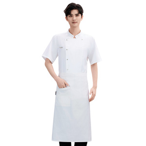 Date solide hommes Chef veste à manches courtes Chef manteau Restaurant boulangerie restauration travail porter manteau femmes cuisine cuisiner vêtements - Product Image 6
