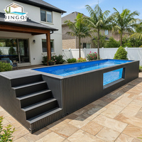 Piscine hors-sol familiale grand format en fibre de verre avec jacuzzi intégré pour le loisir et le spa en extérieur