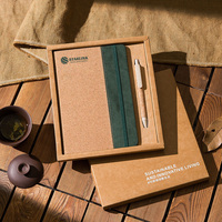 Ensemble de cadeaux de carnets de notes en liège biodégradable promotionnels en gros, développement durable, protection de l'environnement