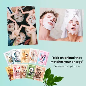 Private Label 10 Types Animal Face Mask Sheet Tencel Material Skin Care Hydrating Firming Anti Aging 25ml MOOYAM Facial Mask