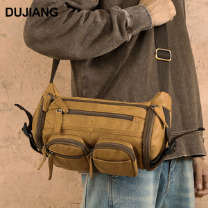 กระเป๋าคาดหน้าอกผู้ชายดูเจียงหนังแท้ความจุขนาดใหญ่ชุดอเนกประสงค์สำหรับทุกวัน - Product Image 1