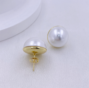 फैशन गहने बड़े अर्ध-गोल मोती ईयररिंग्स शेल मोती इयररिंग्स खोल महिलाओं को स्टड करता है - Product Image 1