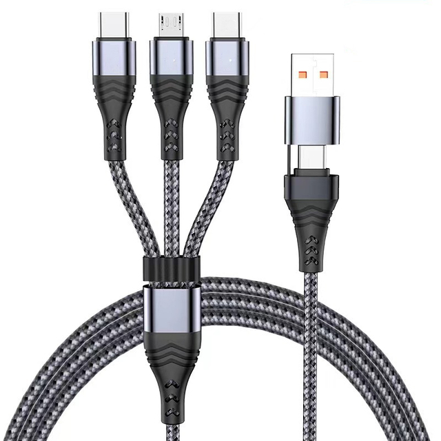 Wholesale 3 in 1 USB Data Cable 6A 66W Micro Phone Cable Micro USB Type C USB Charging Cable for Phone