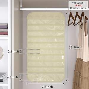 ホットブラックハンギングジュエリーオーガナイザー両面48/80ポケット収納メタルフックホルダー（イヤリング、ネックレス、指輪、ブレスレット用） - Product Image 2