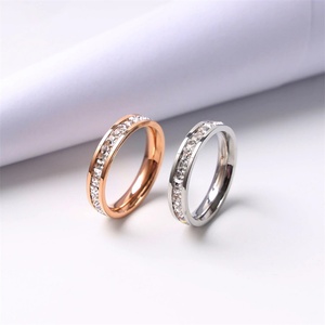 Trendy Popular <b>Ring</b> Stainless Steel Gold Plated Diamond <b>Couple</b> <b>Ring</b> Jewelry - Product Image 3