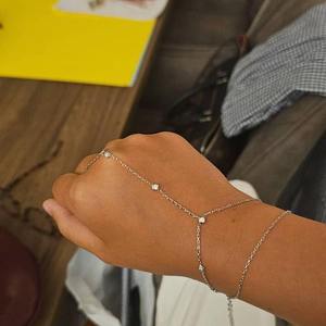 Nuevo brazalete multicapa, cadena esclava, cuentas, enlace entrelazado, anillos de dedo, arnés de mano, pulseras, Color dorado y plateado <span class=keywords><strong>para</strong></span> mujer, joyería - Product Image 3