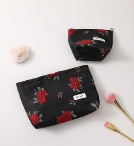 Bolsas de Maquillaje al por Mayor con Diseño <span class=keywords><strong>Coqueta</strong></span> de Rosas Rojas, Bolsas de Almacenamiento de Gran Capacidad, Organizador Jacquard Vintage Exquisito y Fresco - Product Image 2