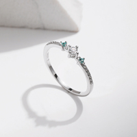 Bague empilable simple en argent sterling 925 avec pierre ronde délicate en CZ pour femme, bijou de fête, cadeau