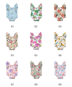 Tutina personalizzata per bambina con maniche a sbuffo a pois a maniche corte girocollo manica corta a coste per 0-24 <span class=keywords><strong>mesi</strong></span> - Product Image 2