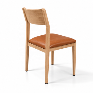 Silla de Comedor de Madera Maciza con Asiento Tapizado en <span class=keywords><strong>Cuero</strong></span> PU, Respaldo Curvo, sin Brazos, <span class=keywords><strong>para</strong></span> Restaurante, Hotel, Bistro - Product Image 3