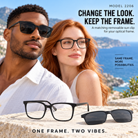 En gros, montures de lunettes détachables pour verres correcteurs, avec verres teintés anti-radiation et kit de clips de monture confortable
