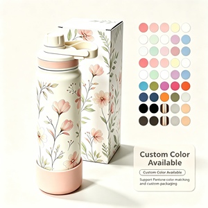 Vaso Térmico de Acero Inoxidable con Estampado Floral, 800 ml, Antiderrames, con Base de Silicona, Botella Aislada de Viaje, Impresión y Empaque Personalizados - Product Image 1