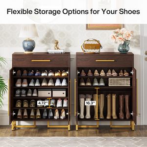 Meuble à chaussures moderne en bois SENYU avec 6 étagères, rangement gain de place pour l'entrée, idéal pour l'ameublement de la maison - Product Image 5
