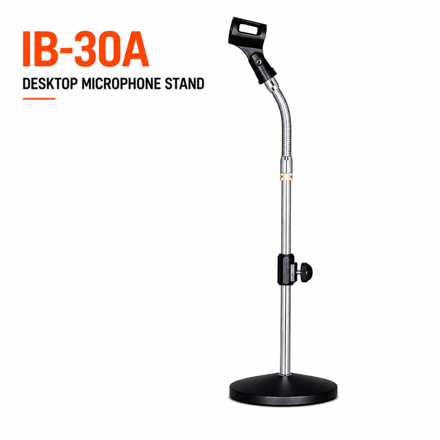 IB-30A Adjustable Desktop Microphone Stand with Heavy Round Base Mic Holder for Conference Stage Recording Studio