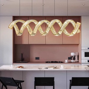 Suspension moderne à double hélice Décoration de restaurant en cristal <span class=keywords><strong>Lustre</strong></span> moderne à led de luxe - Product Image 3