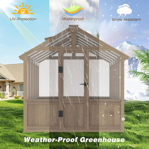 Invernadero de Jardín de Madera con Techo de Policarbonato Ventilado, Sala de Cultivo, Refugio para Plantas de Exterior - Product Image 5