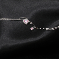 Classique trombone lien chaîne en forme de coeur zircone pendentif bracelet à breloques 925 en argent Sterling femmes cadeau bijoux