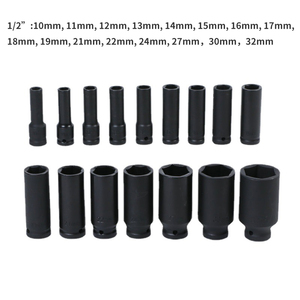 16pcs 10 mm 13mm 15mm 17mm 21mm 27mm 30mm tác động Metric 78 mm sâu ổ cắm Bộ - Product Image 3